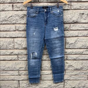 Buffalo David Bitton Distressed Mid-Blue Skinny Jeans
